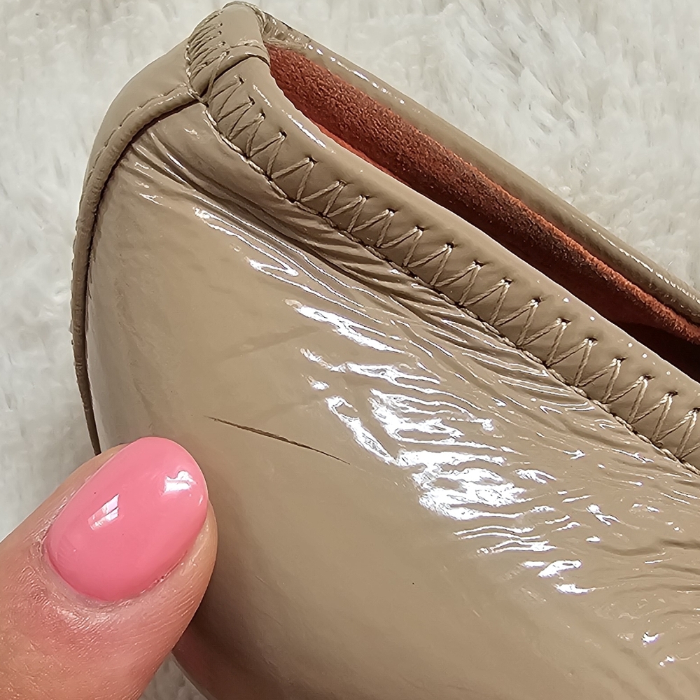 Cole Haan x Nike Air Women's Patent Leather Tan Peep Toe Shoes sz 7B - Picture 5 of 8